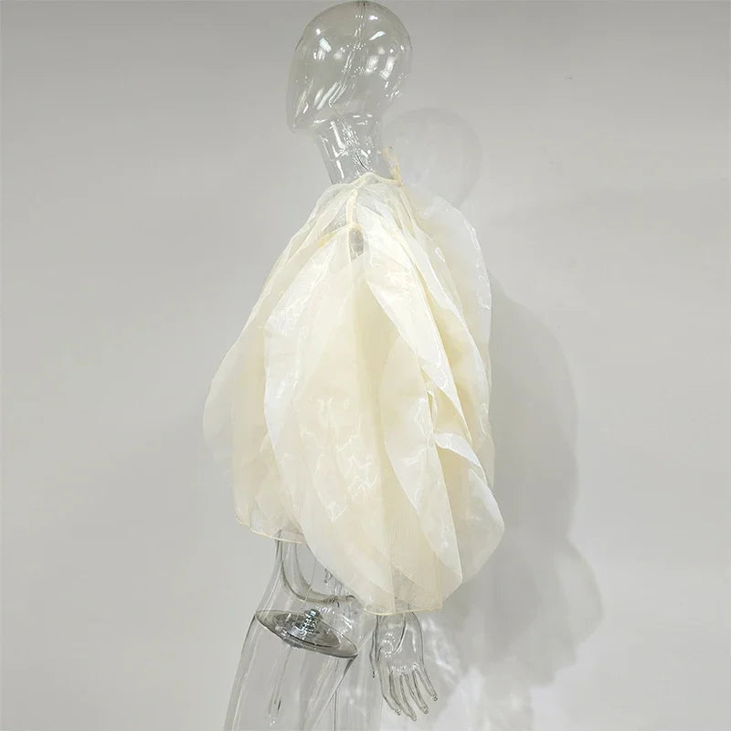 Cascading Petal Chiffon Blouse