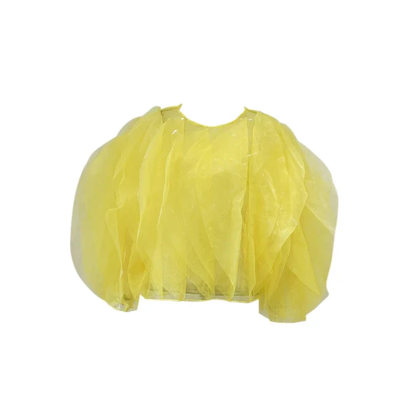 Cascading Petal Chiffon Blouse