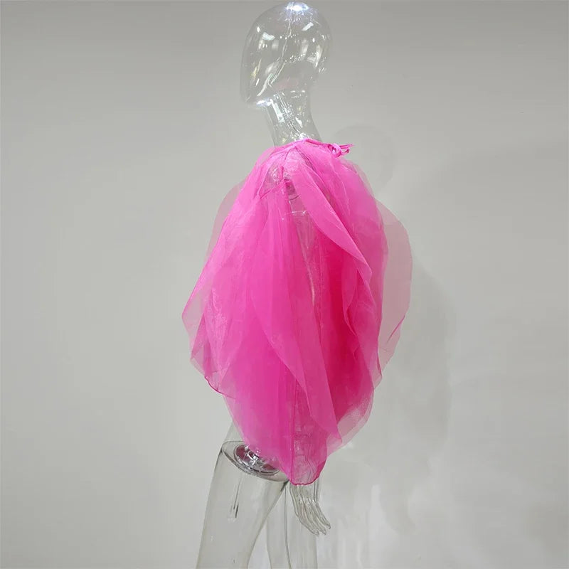 Cascading Petal Chiffon Blouse