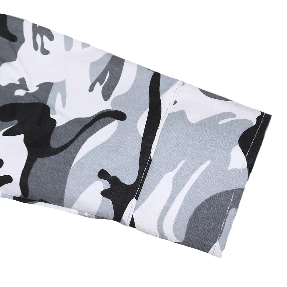 Camouflage Print Pocket Lapel Long Sleeve Short Jacket