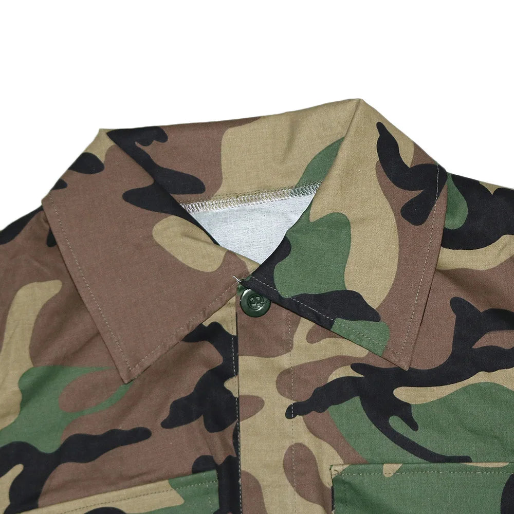 Camouflage Print Pocket Lapel Long Sleeve Short Jacket
