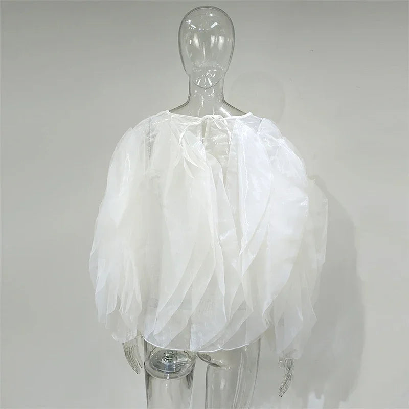 Cascading Petal Chiffon Blouse