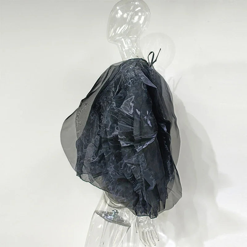 Cascading Petal Chiffon Blouse