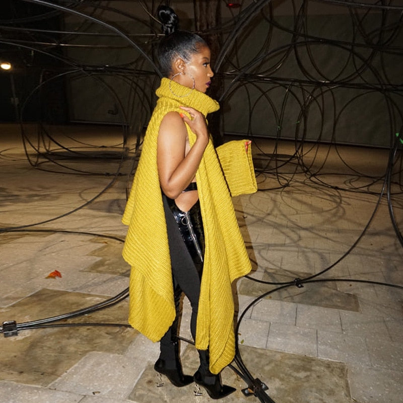 "SlingShot" One Sleeve Turtleneck Pullover