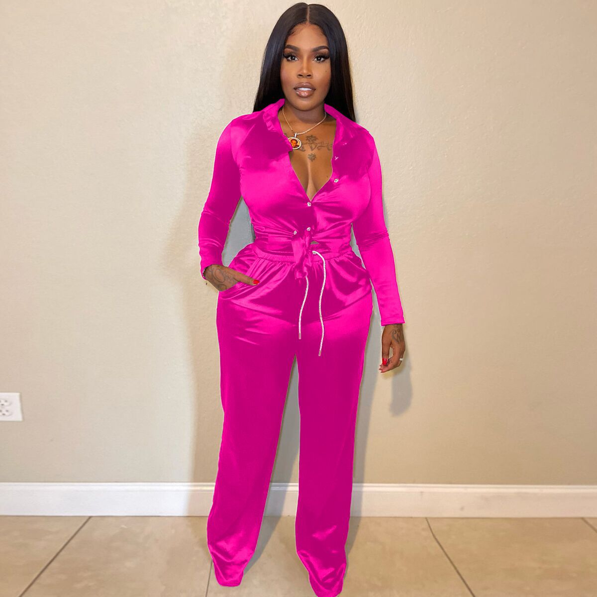 "Gloria" Satin 2 Piece Drawstring Set