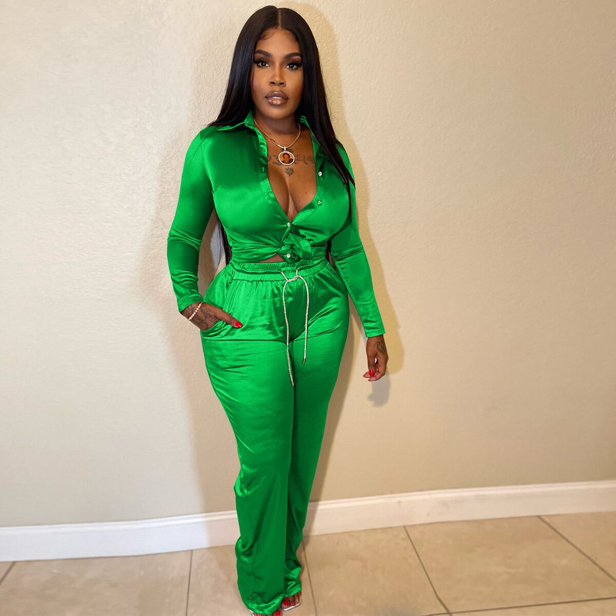 "Gloria" Satin 2 Piece Drawstring Set