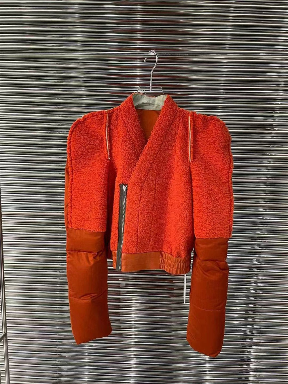 Plush Spliced Long Sleeve Short Thick Jacket