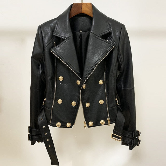 Faux Leather Motorcycle Biker Jacket