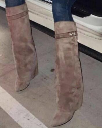 Shark Lock Knee High Boots