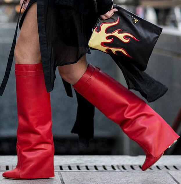 Shark Lock Knee High Boots