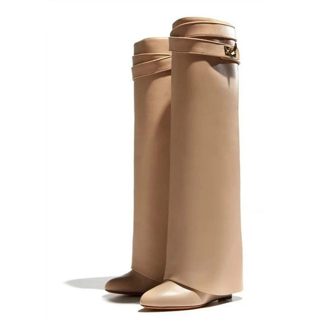 Shark Lock Knee High Boots