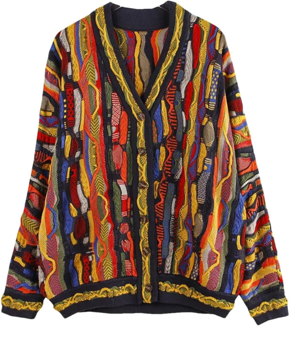 Vintage Multicolor Striped Slim Cardigan Knitted Sweater