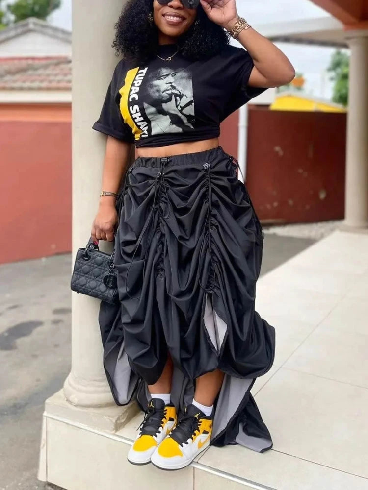 2 PAC- Two Piece Drawstring High Waist Skirt