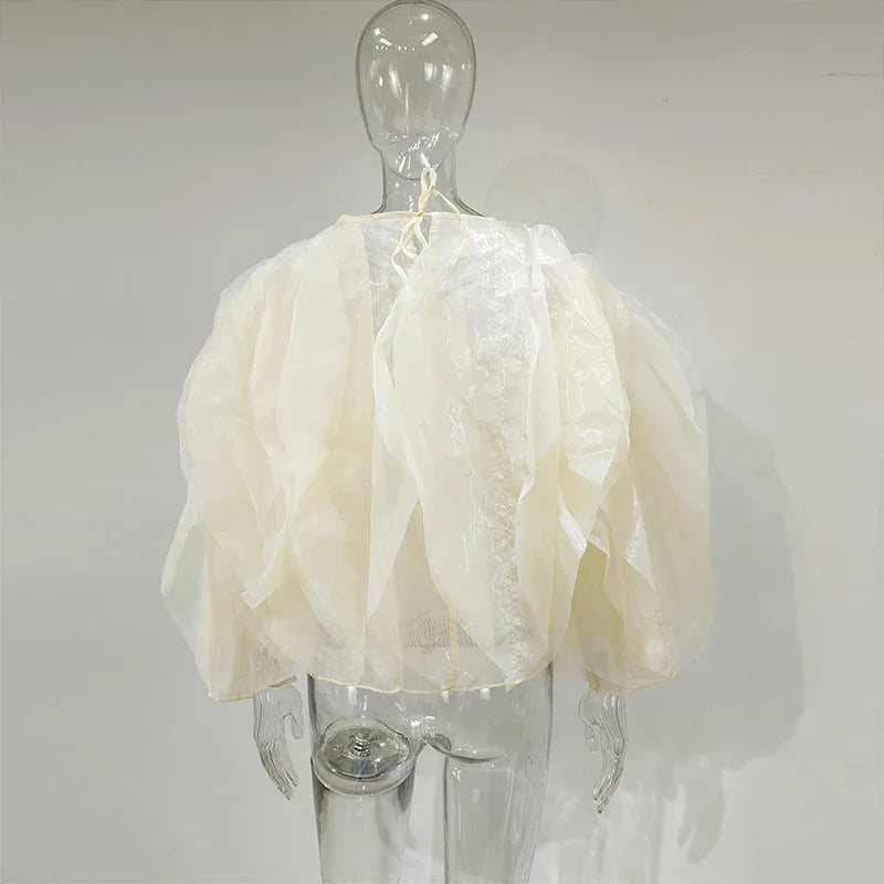 Cascading Petal Chiffon Blouse