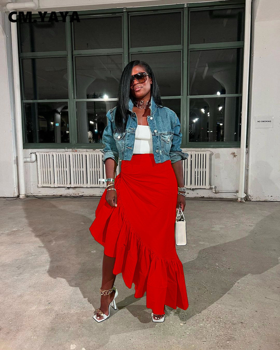 Asymmetrical Ruffle High Waist Skirt