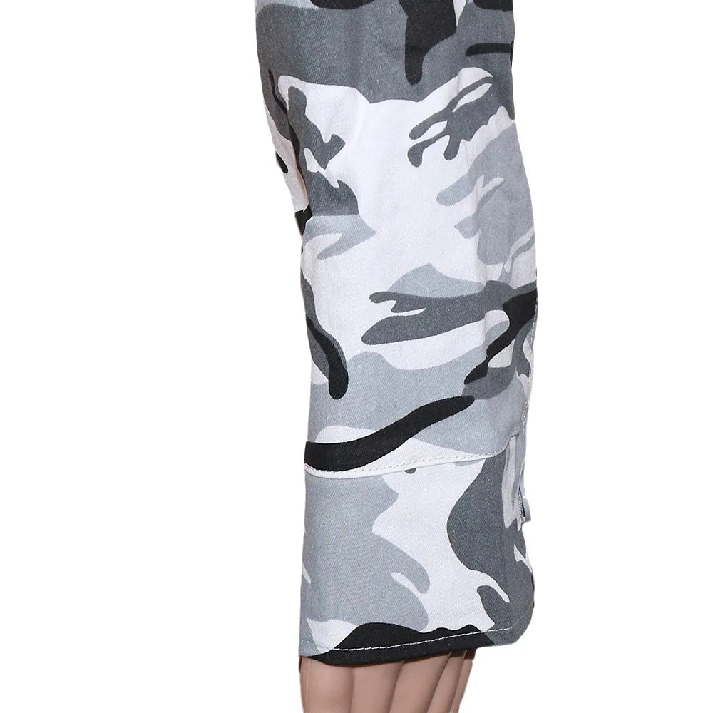 Camouflage Print Pocket Lapel Long Sleeve Short Jacket