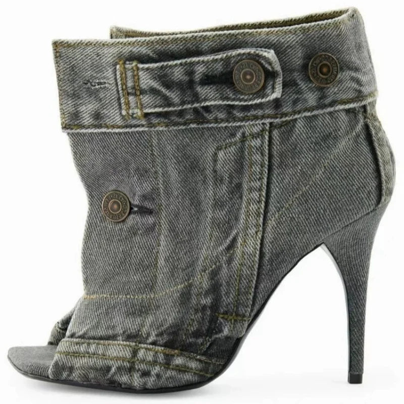 Peek A Boo Denim Heel