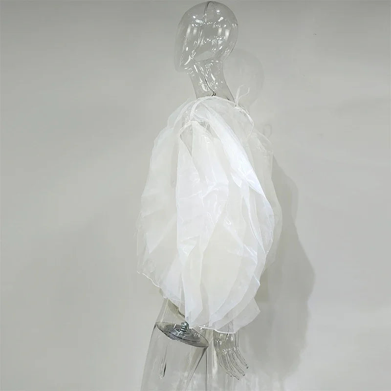 Cascading Petal Chiffon Blouse