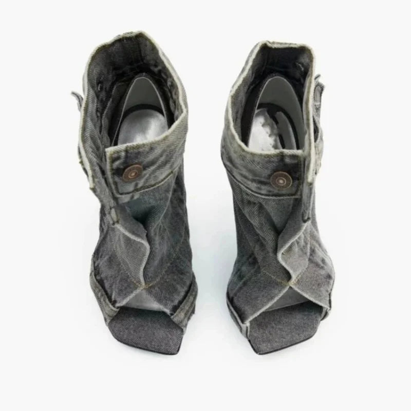 Peek A Boo Denim Heel