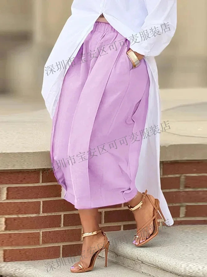 Khaki Capri Wide Leg Trousers