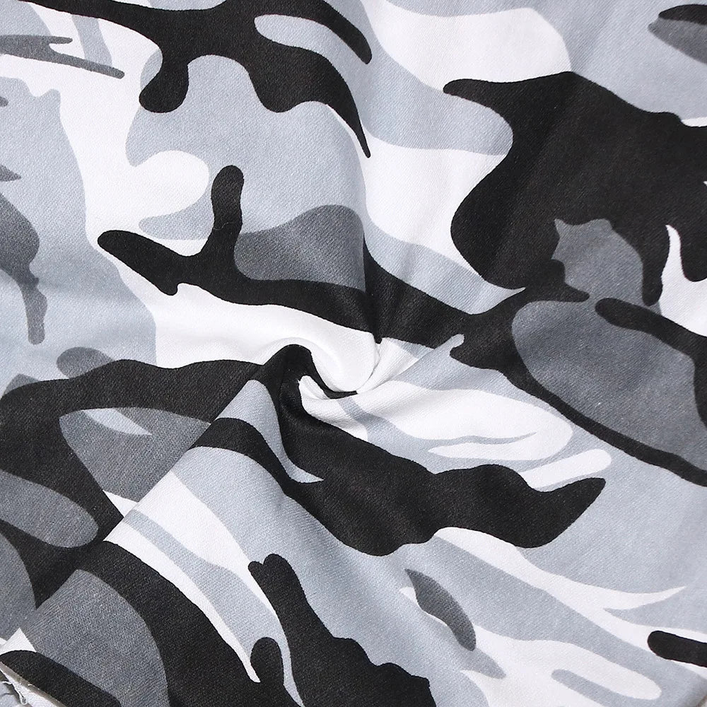 Camouflage Print Pocket Lapel Long Sleeve Short Jacket