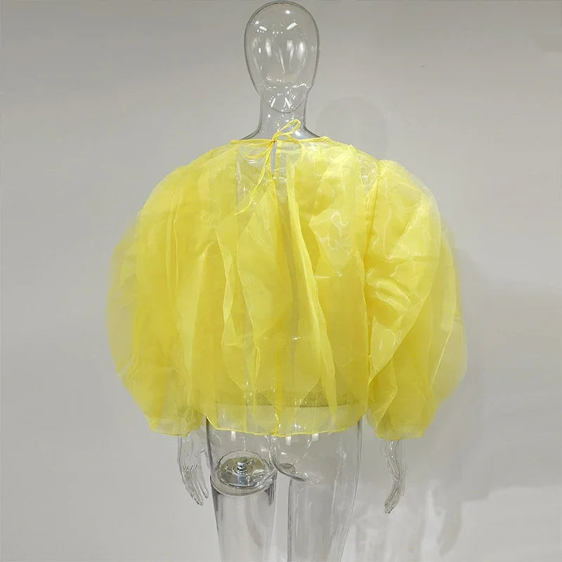 Cascading Petal Chiffon Blouse