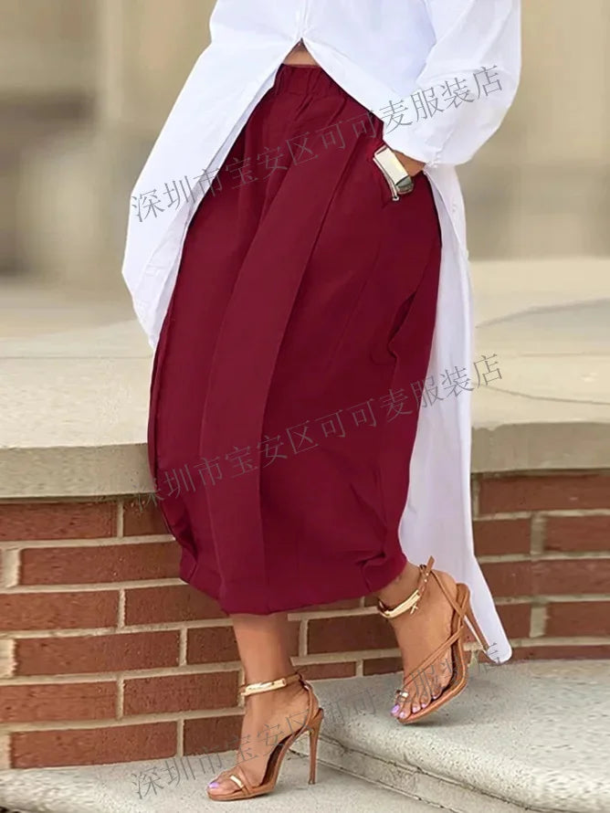 Khaki Capri Wide Leg Trousers