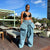 Denim Two Piece Wide Leg Set