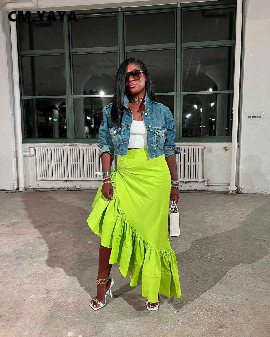 Asymmetrical Ruffle High Waist Skirt