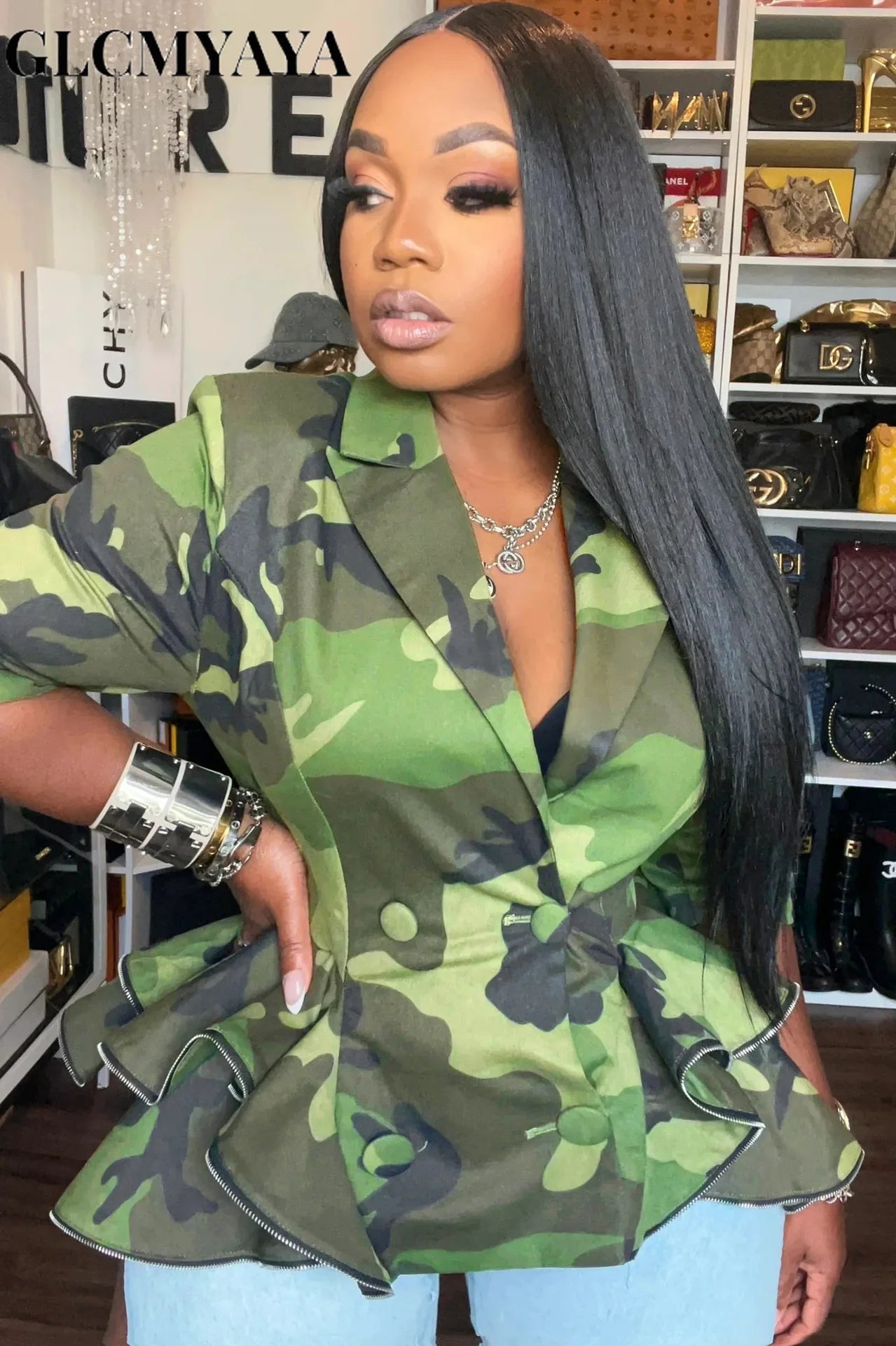 Camouflage Ruffles Jacket