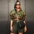 Camouflage Print Pocket Lapel Long Sleeve Short Jacket