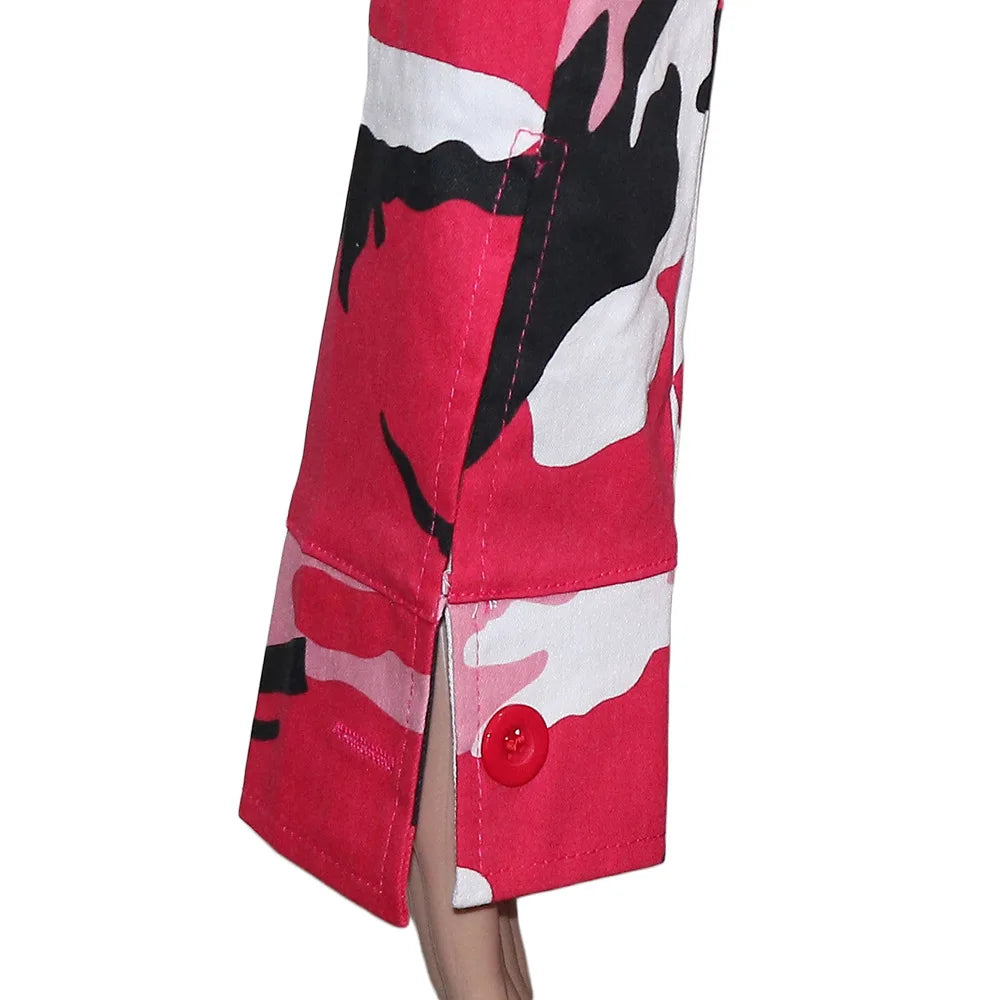 Camouflage Print Pocket Lapel Long Sleeve Short Jacket