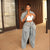 Denim Two Piece Wide Leg Set