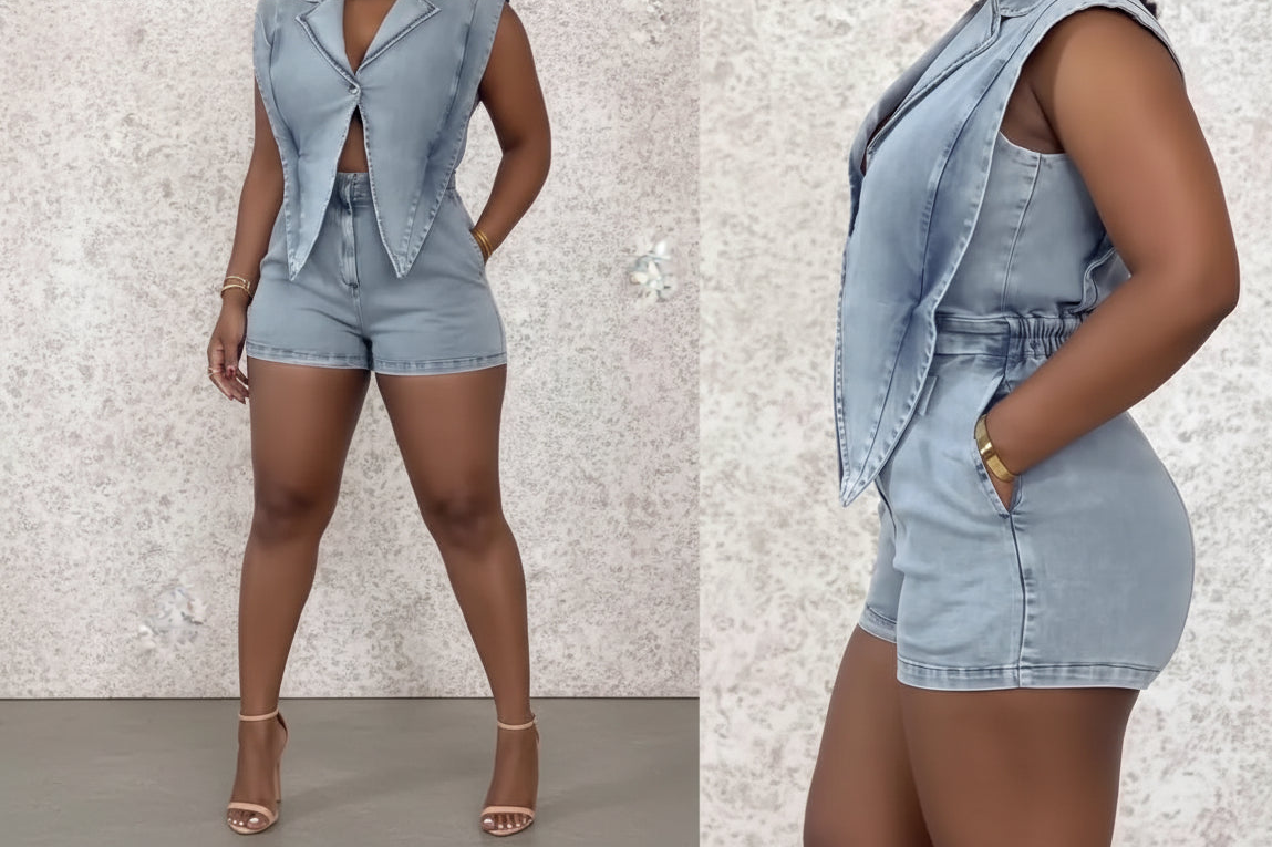 Denim One Piece Romper