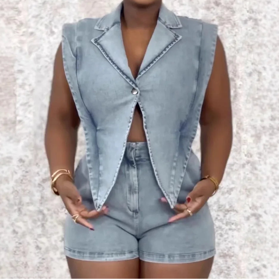 Denim One Piece Romper