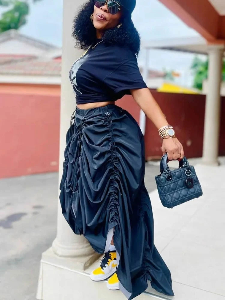2 PAC- Two Piece Drawstring High Waist Skirt