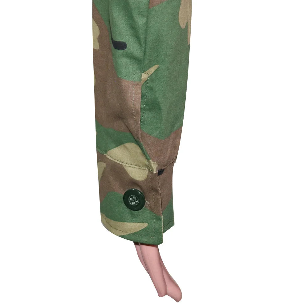 Camouflage Print Pocket Lapel Long Sleeve Short Jacket