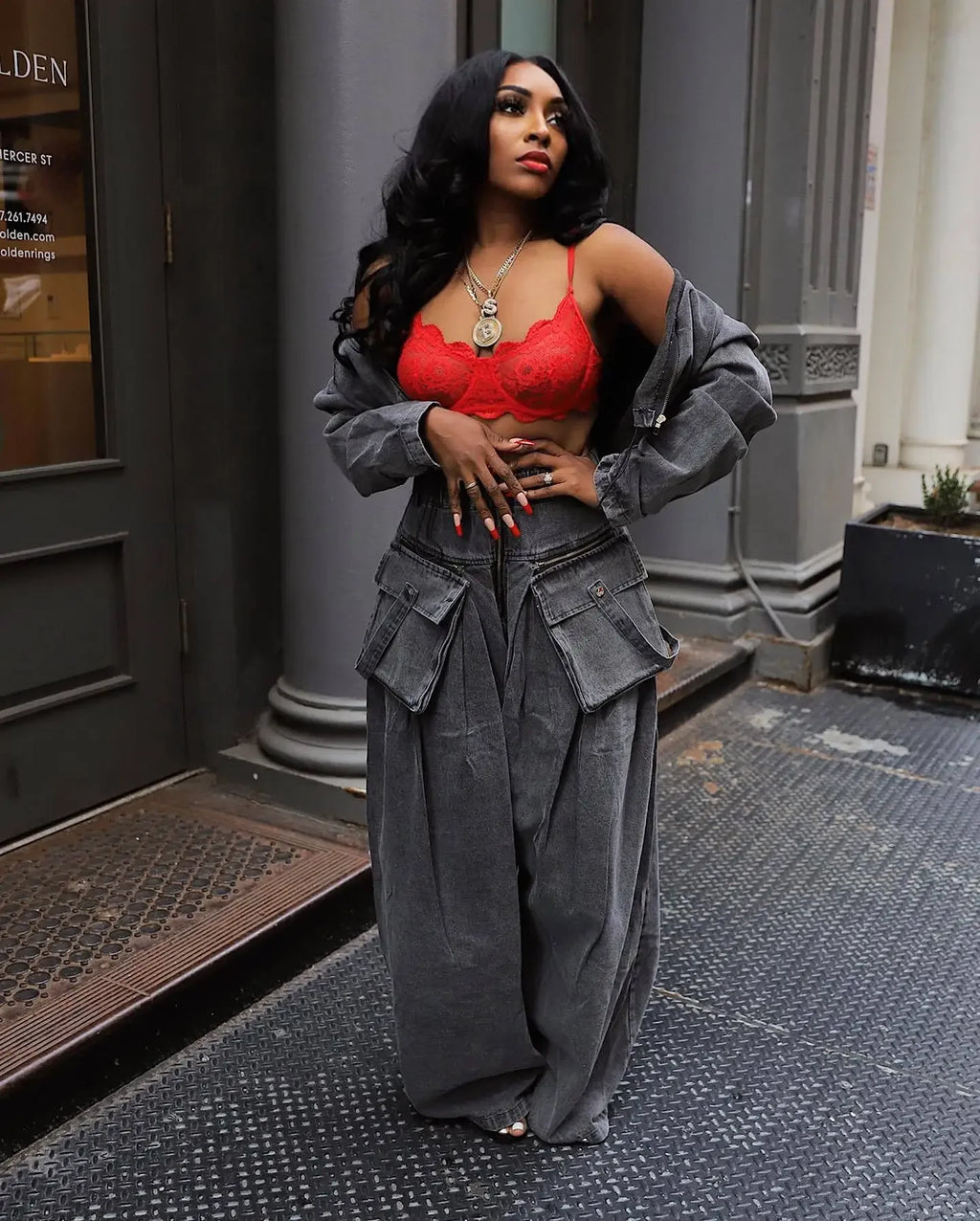 Denim Two Piece Wide Leg Set