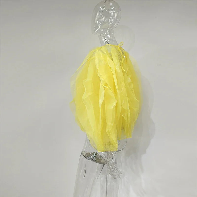 Cascading Petal Chiffon Blouse