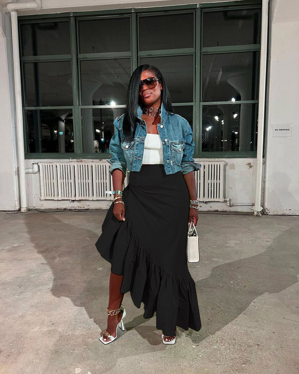 Asymmetrical Ruffle High Waist Skirt