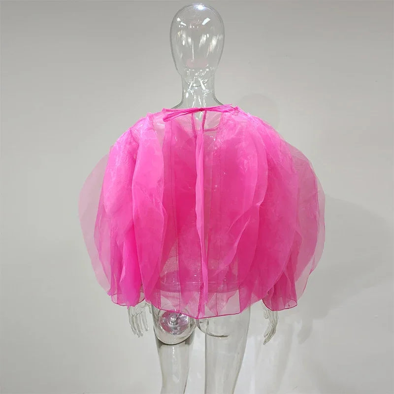 Cascading Petal Chiffon Blouse