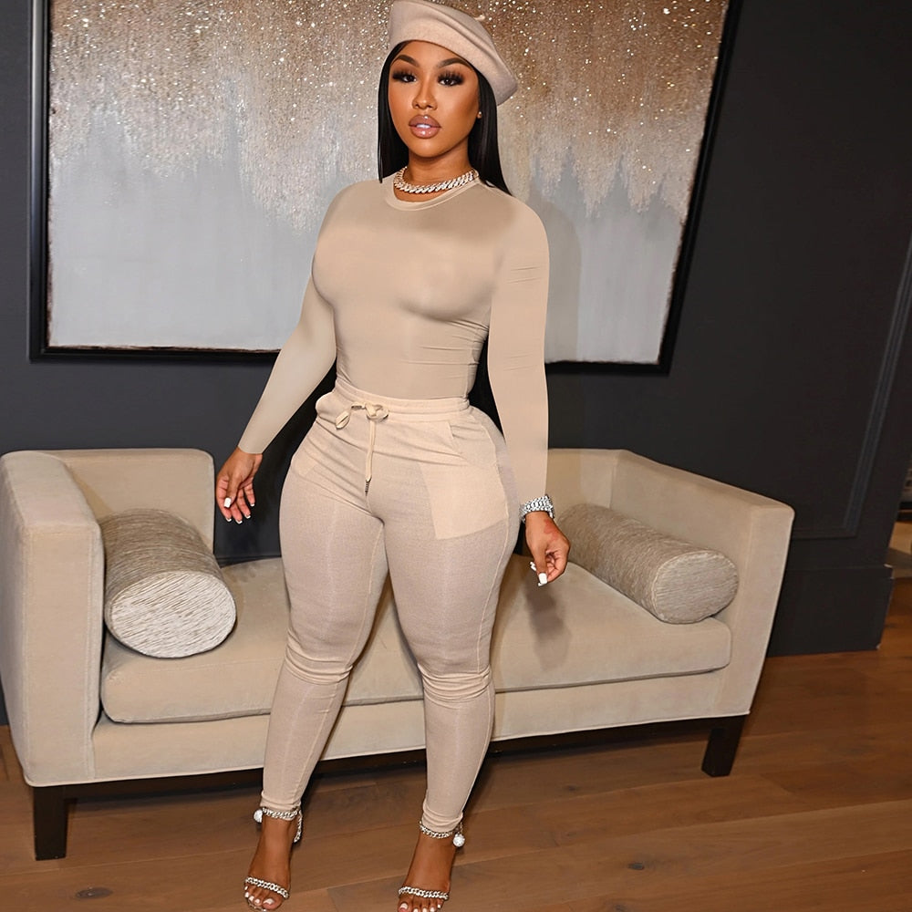 "Simone" Two Piece Sets Bodycon Tracksuit