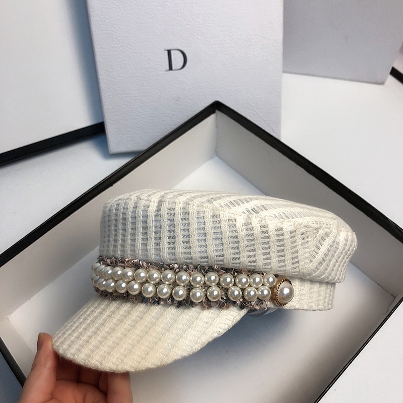 High Fashion Beaded Military Hat