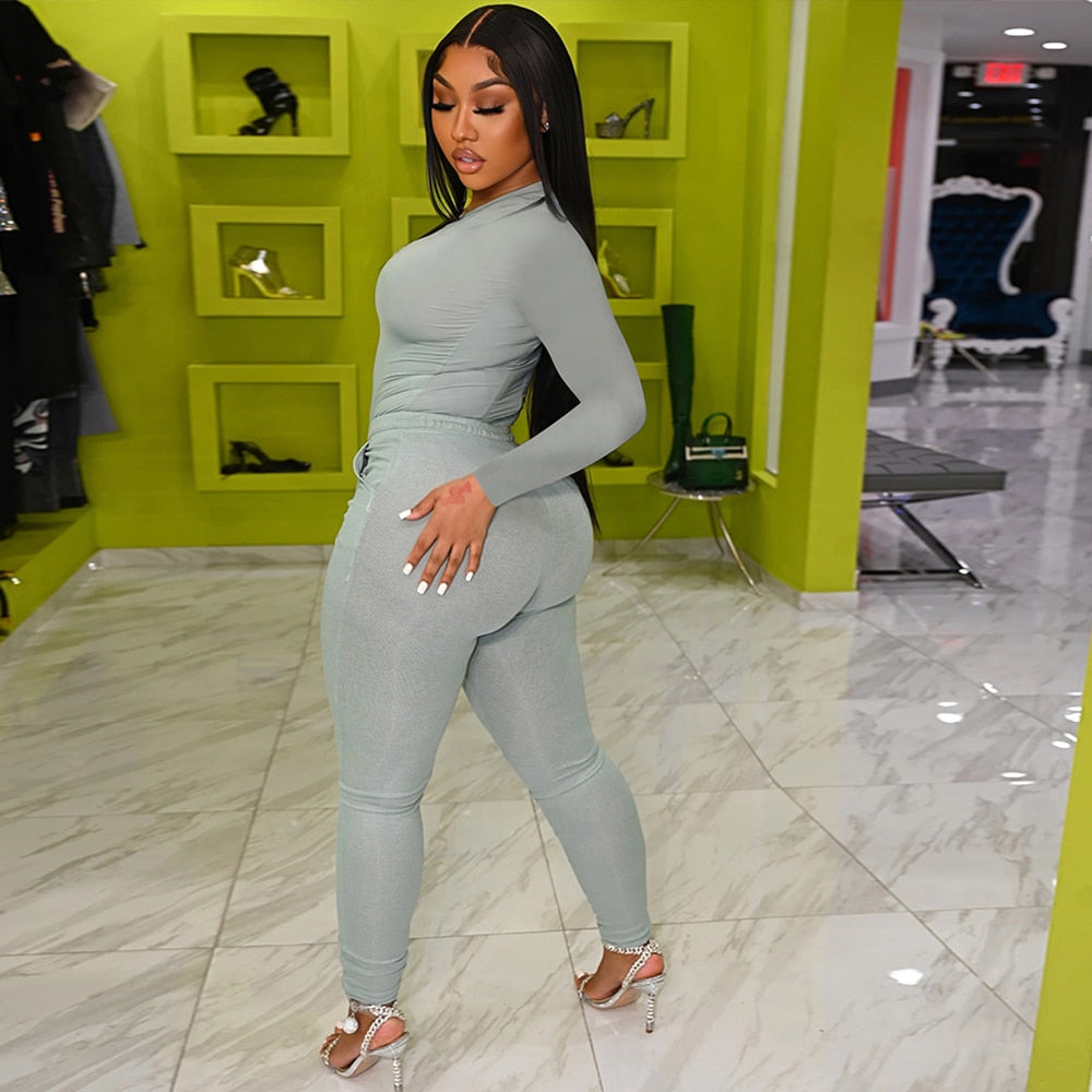 "Simone" Two Piece Sets Bodycon Tracksuit