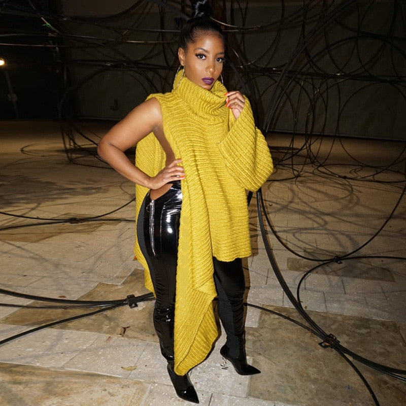 "SlingShot" One Sleeve Turtleneck Pullover