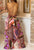 Sexy Print Criss Cross Backless Wide Leg Suit