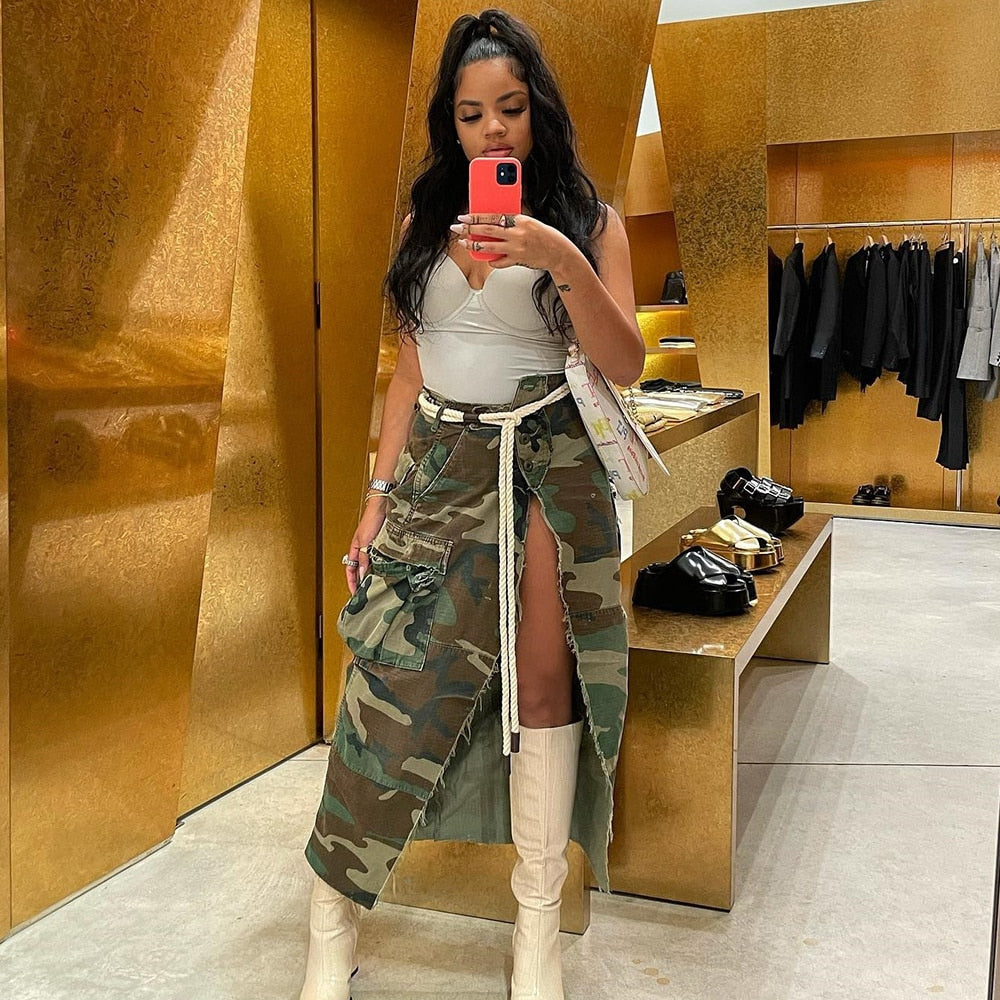 "The Slit Up" Camouflage Skirt