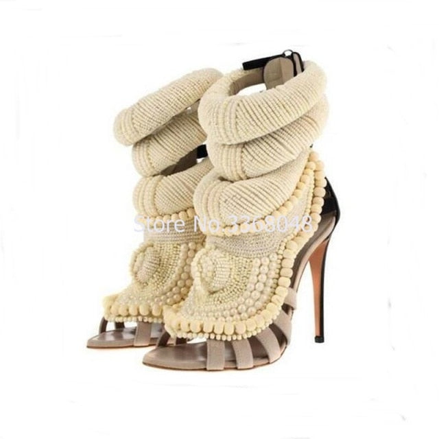 Pearl & Beads Female High Heel Sandles